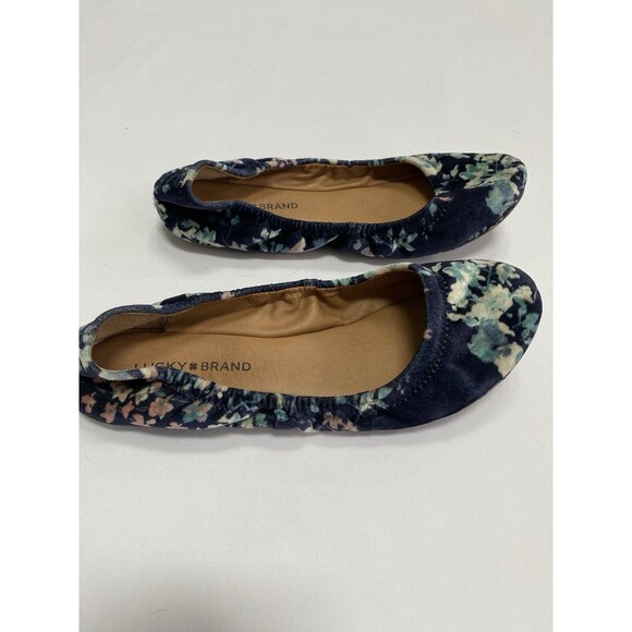 Lucky Brand Emmie Floral Velvet Ballet Flats Women's 9W Navy Cottagecore Boho - Picture 5 of 7